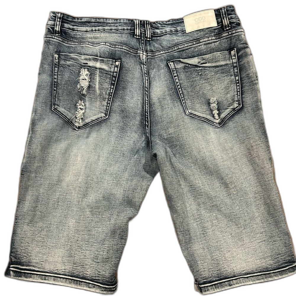 Men's Distressed Gray Jean Shorts - Picture 2 of 7